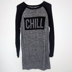 Express "CHILL" Grey & Black Sweater Dress